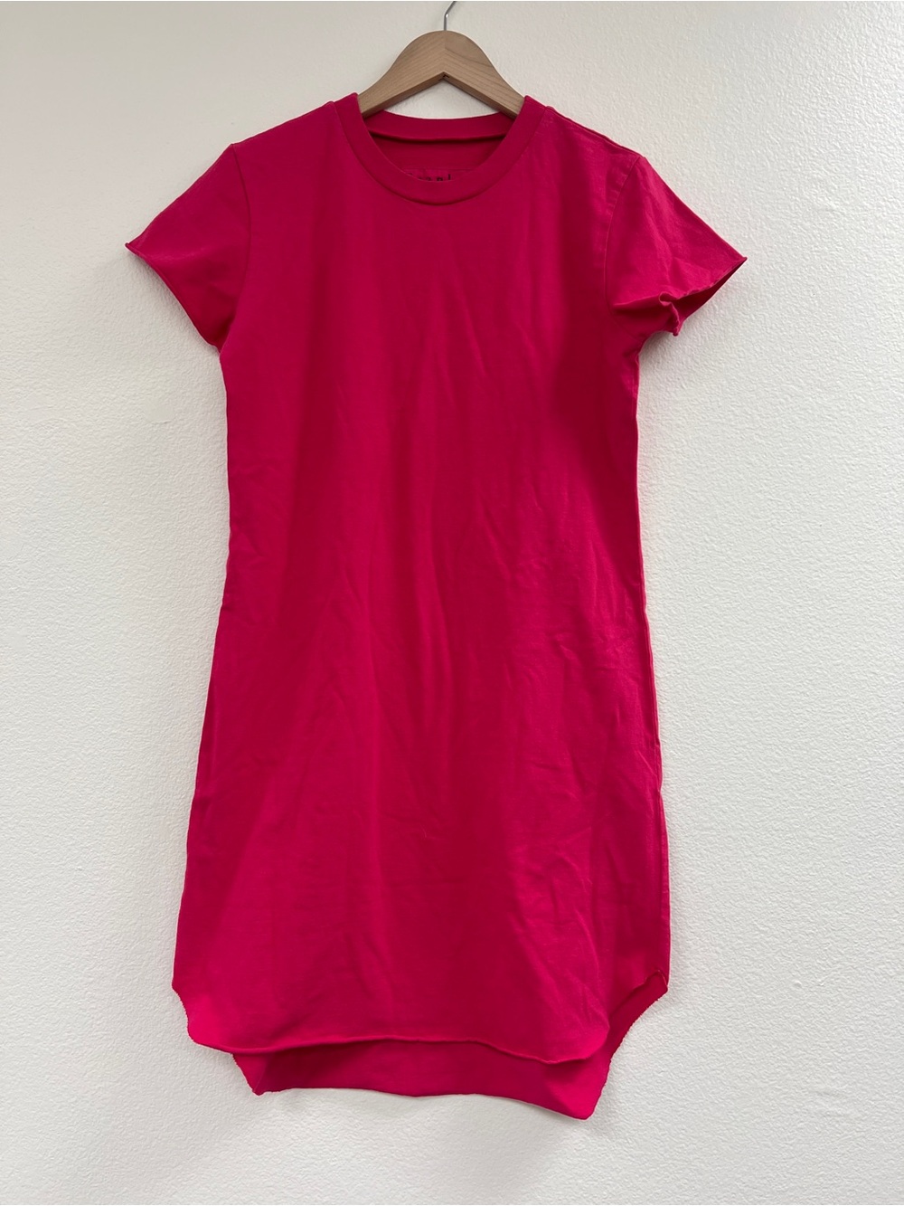 Frank & Eileen Bright Fuchsia Pink Short Sleeve Tee Shirt Dress Sz Small S
